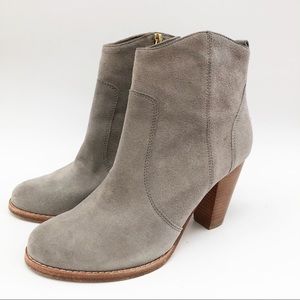 Joie Taupe/Gray Suede Side Zip Ankle Booties